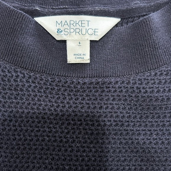 Market & Spruce Waffle Knit Navy Sweater - Picture 3 of 9